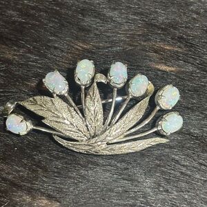 Vintage silver and opal brooch